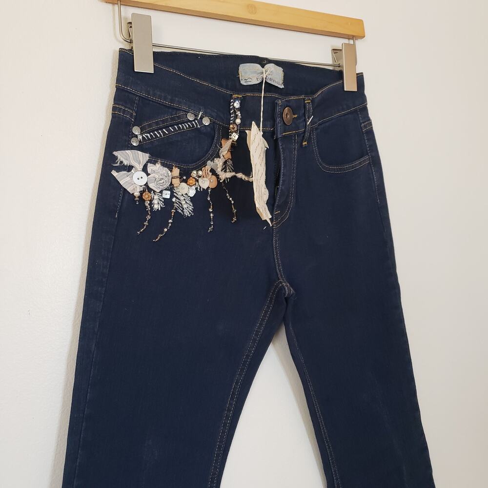 NWT Italian Made Embellished Dark Blue Jeans Barbara Nobler Size 8